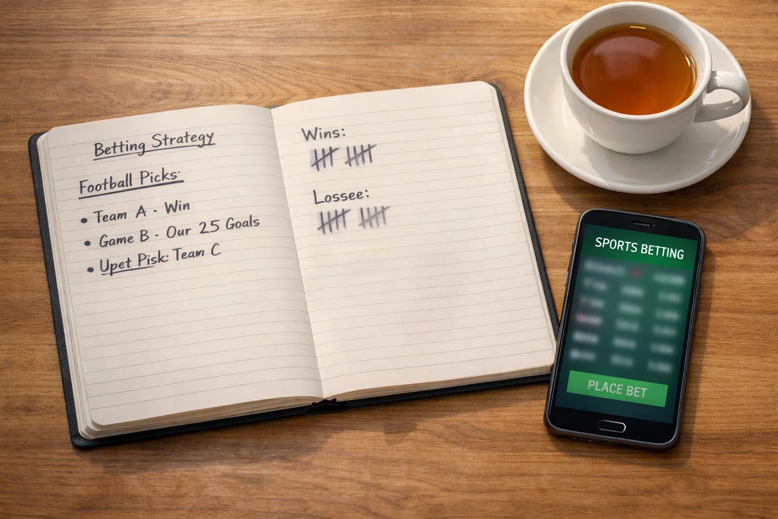 Person som planerar spelbudget med anteckningsblock och penna