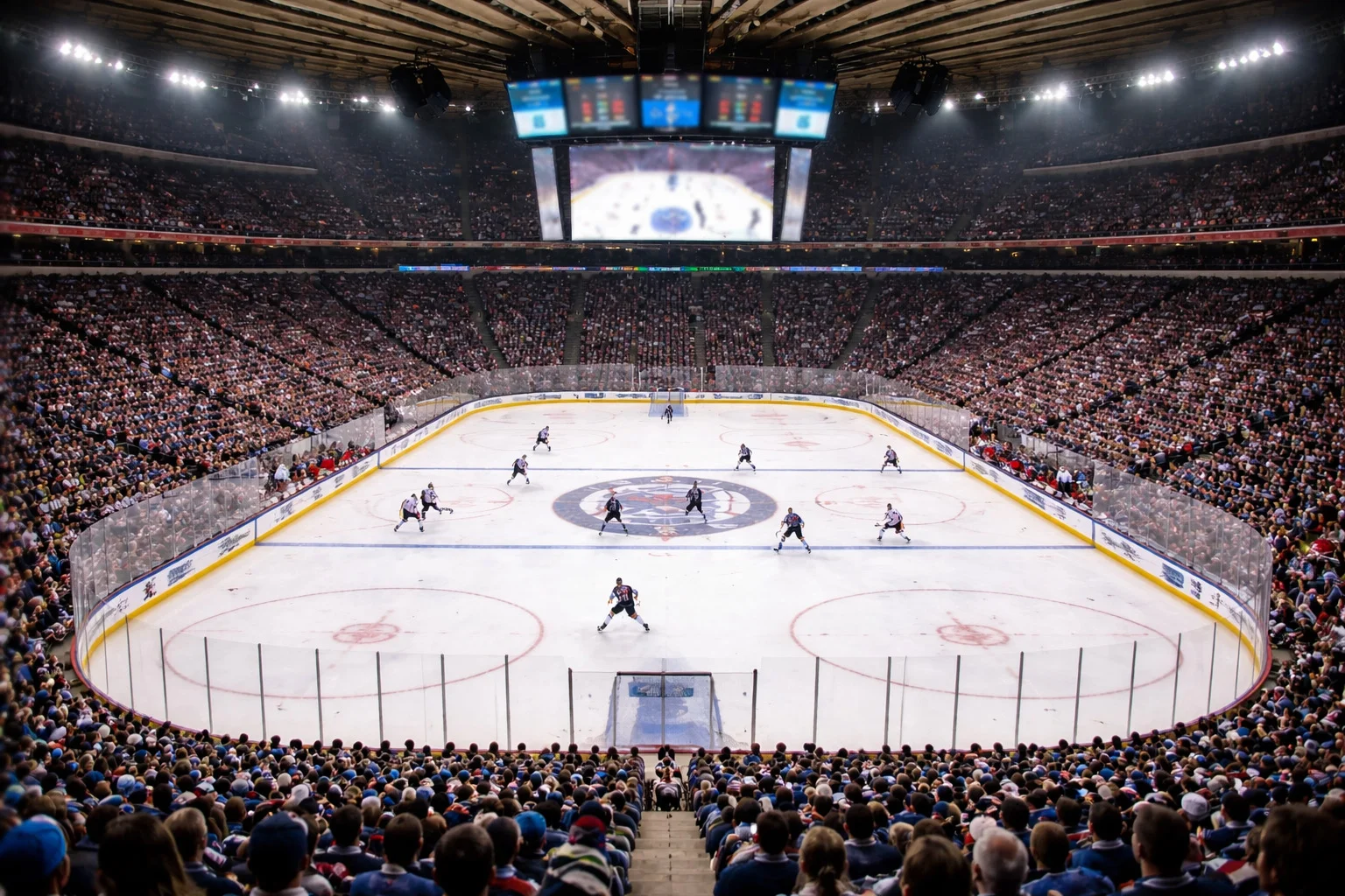 Ishockeymatch i fullsatt arena med SHL-lag på isen